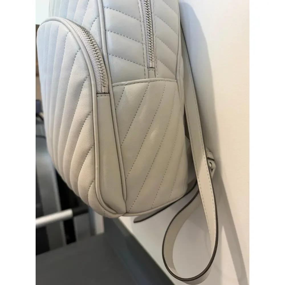 Michael Kors Abbey Medium Quilted Leather Backpack Grey